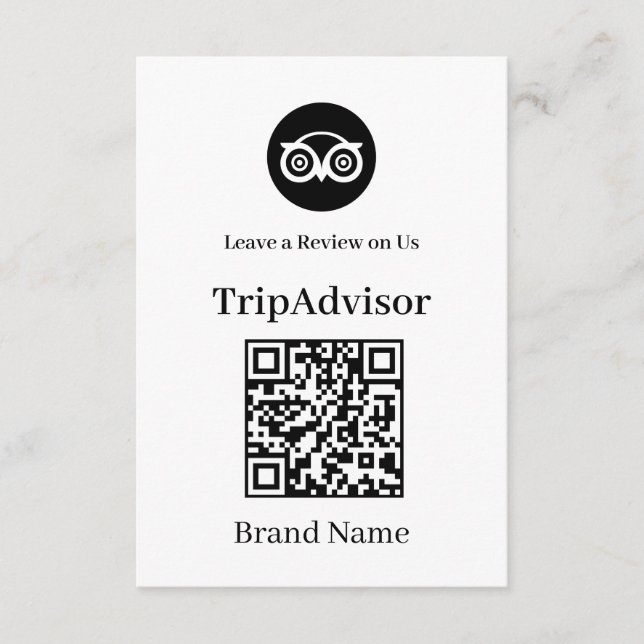 Carte D'accompagnement Tripadvisor QR | Lien de révision d'entreprise (Devant)