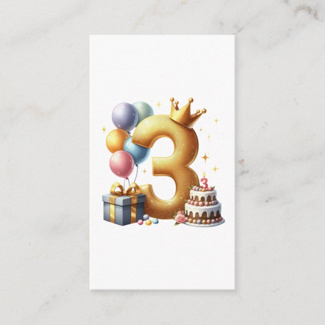 Carte D'accompagnement Troisième anniversaire doré (Devant)