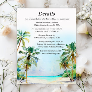 Carte D'accompagnement Tropical Beach Destination Détails du mariage