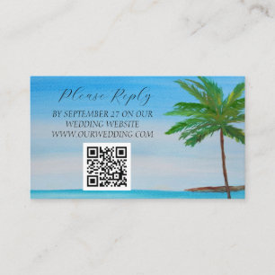 Carte D'accompagnement Tropical Beach Island Palm Trees Mariage