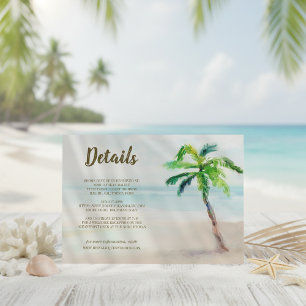 Carte D'accompagnement Tropical Beach Palm Tree Mariage d'informations in