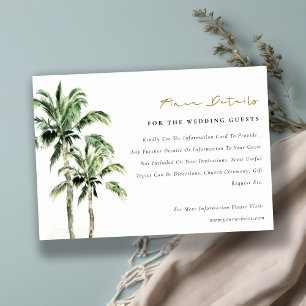 Carte D'accompagnement Tropical Beach Palm Trees Rustic Mariage Détail