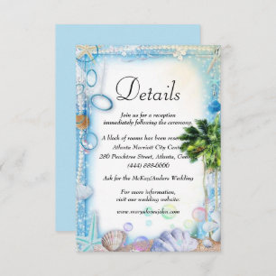 Carte D'accompagnement Tropical Beach Seashell Détails du Mariage