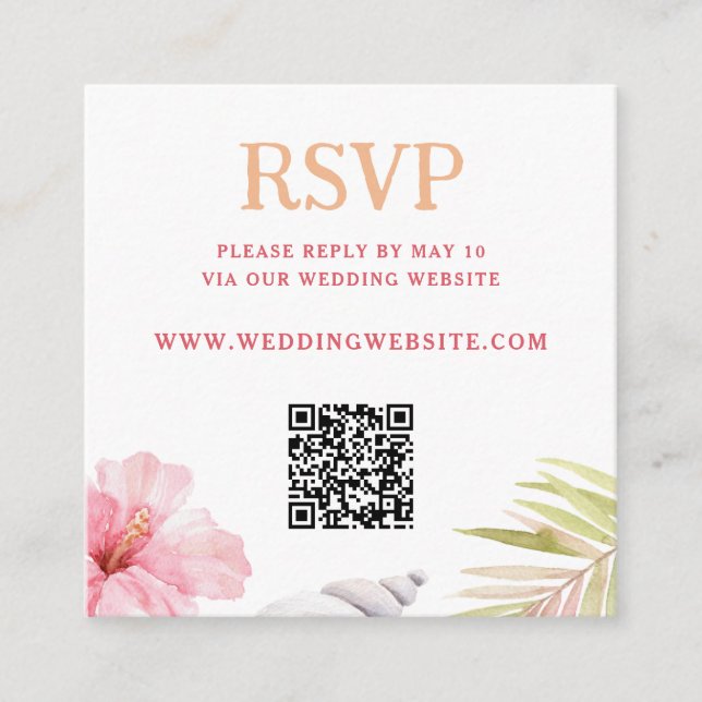 Carte D'accompagnement Tropical Destination Wedding QR Code  (Devant)
