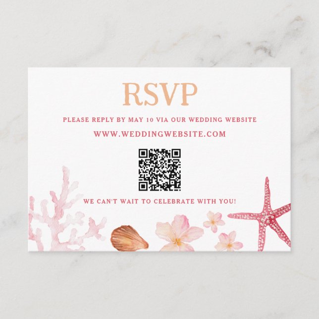 Carte D'accompagnement Tropical Destination Wedding QR Code  (Devant)
