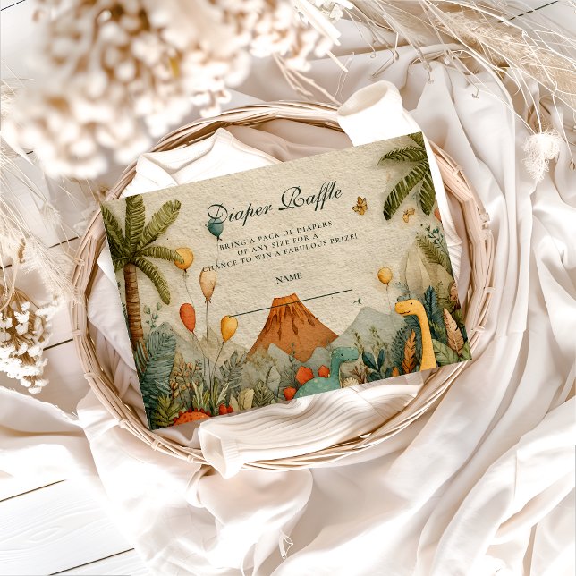 Carte D'accompagnement Tropical Dino Adventure Baby Shower Diapper Raffle (Créateur téléchargé)
