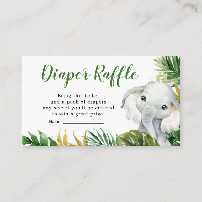 Carte D'accompagnement Tropical Elephant Boy Baby shower Déchets Raffle (Devant)