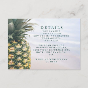 Carte D'accompagnement Tropical Feuille Pineapple Hawaiian Mariages Détai