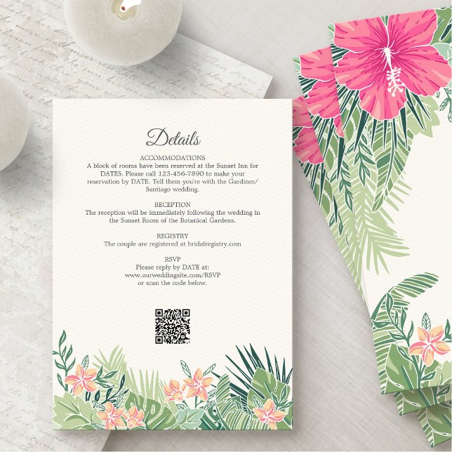 Carte D'accompagnement Tropical Floral Beach Détails du mariage (Créateur téléchargé)