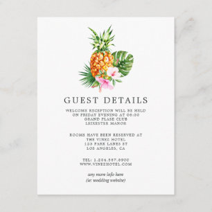 Carte D'accompagnement Tropical Floral Beach Wedding Détails du client