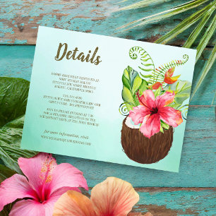 Carte D'accompagnement Tropical Floral Coconut Guest Information Mariage
