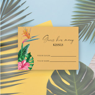 Carte D'accompagnement Tropical floral, Devinez combien de baisers jeu de