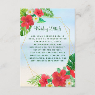 Carte D'accompagnement Tropical Floral Gold Beach Détails du mariage