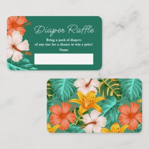 Carte D'accompagnement Tropical Floral Hawaiian Aloha Baby Diaper Raffle