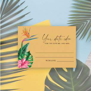 Carte D'accompagnement Tropical floral - Idées de soirée en amoureux \ Po