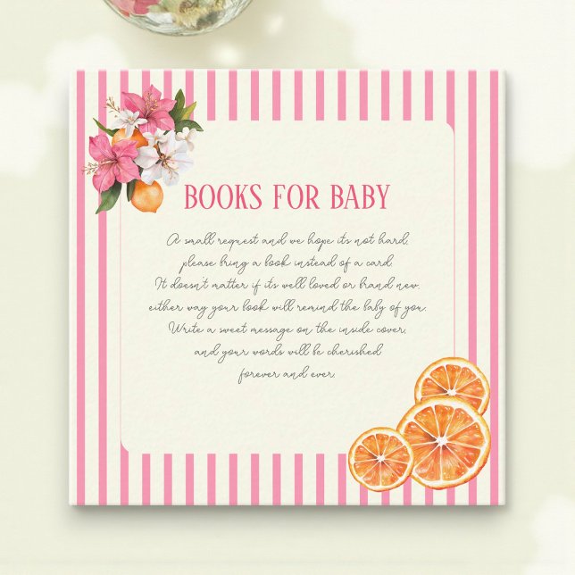 Carte D'accompagnement Tropical Flowers Citrus Baby Book Request Card (Créateur téléchargé)