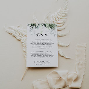 Carte D'accompagnement Tropical Greenery White Floral Détails du Mariage