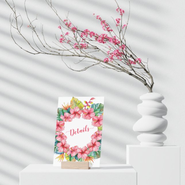 Carte D'accompagnement Tropical Hawaiian Hibiscus Détails Mariage (Créateur téléchargé)