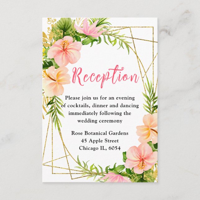 Carte D'accompagnement Tropical Jungle with Foliage Wedding Reception (Devant)