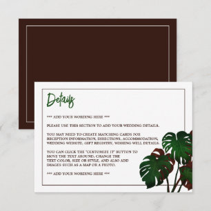 Carte D'accompagnement Tropical Monstera Beach Wedding Détail