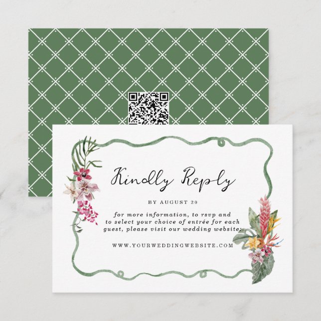 Carte D'accompagnement Tropical Organic Wedding Online RSVP Card (Devant / Derrière)