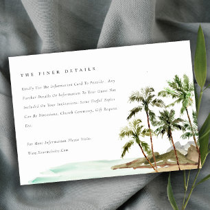 Carte D'accompagnement Tropical Palm Trees Beach Sand Détails du Mariage