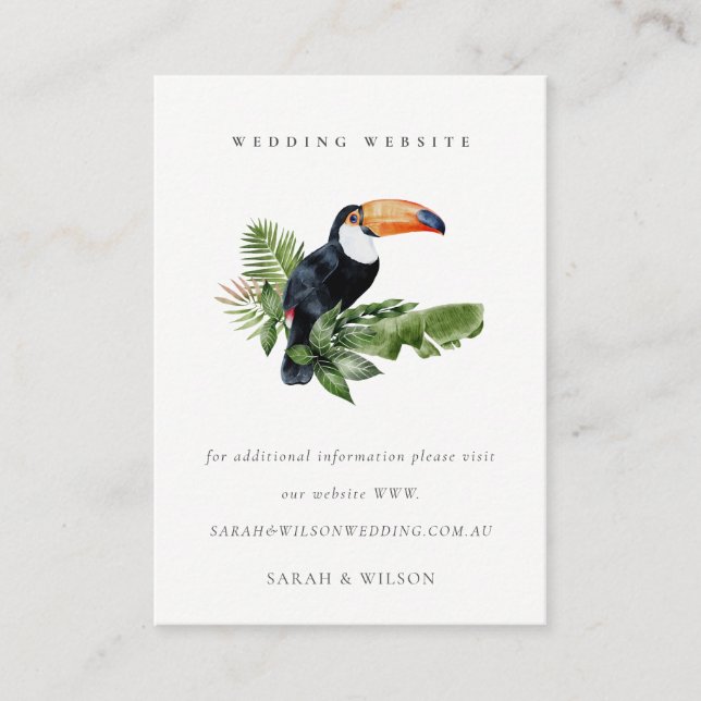 Carte D'accompagnement Tropical Rainforest Toucan Fauna Site Mariage (Devant)