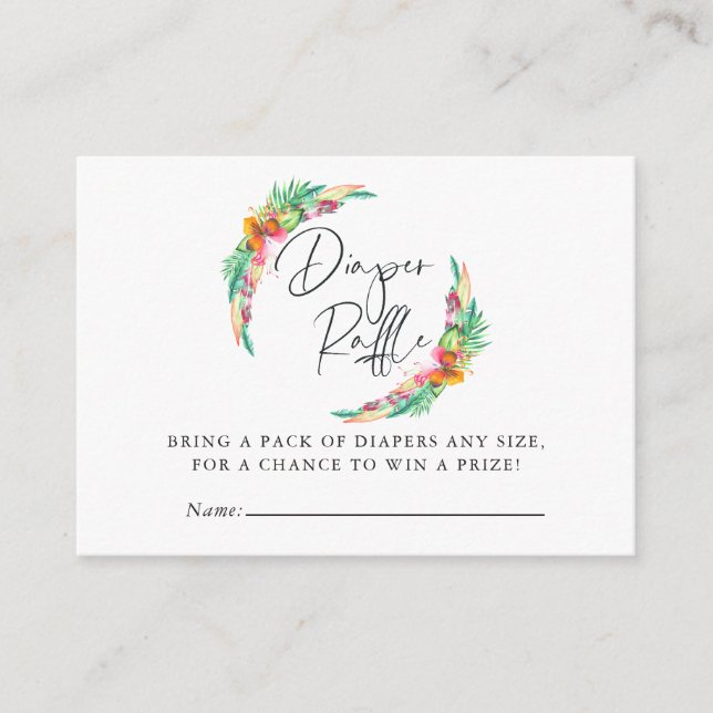 Carte D'accompagnement Tropical Summer Beach Baby shower Déchets Raffle (Devant)