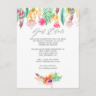 Carte D'accompagnement Tropical Summer Beach Wedding Détails de l'invité