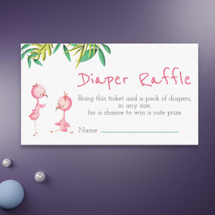 Carte D'accompagnement Tropical Summer Twin Flamants roses Diaper Raffle