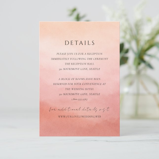 Carte D'accompagnement Tropical Sunset Watercolor Elegant Wedding (Debout devant)