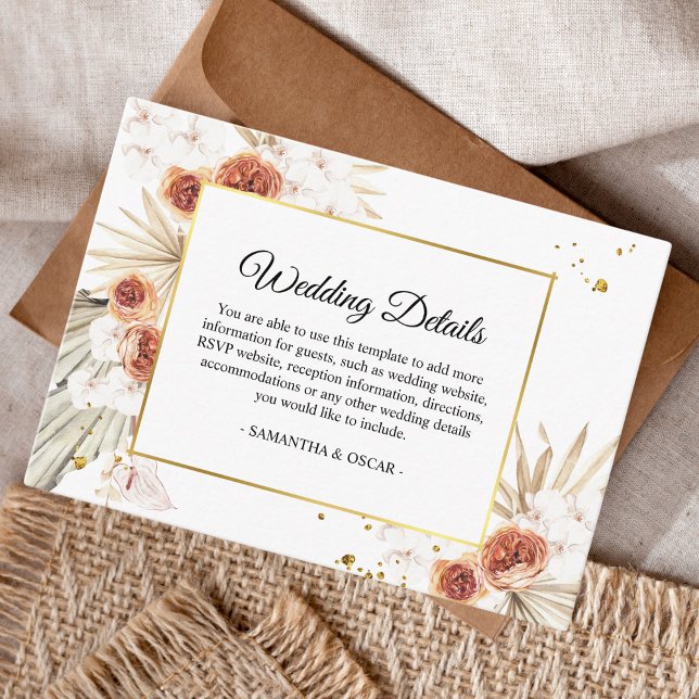 Carte D'accompagnement Tropical Terracotta séché Palm Leaf Gold Frame (Créateur téléchargé)