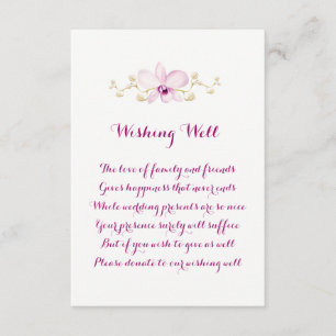 Carte D'accompagnement Tropical violet orchidée Mariage Wishing Well Cart