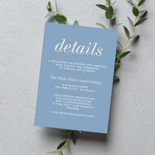 Carte D'accompagnement True Simplicity 2 Glacier Blue Minimalist Wedding