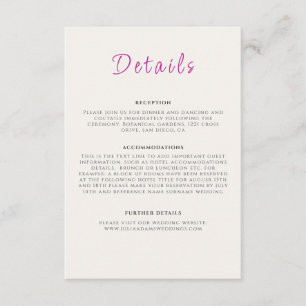 Carte D'accompagnement Trumpet sauvage violet Vin Fleur Jardin Mariage