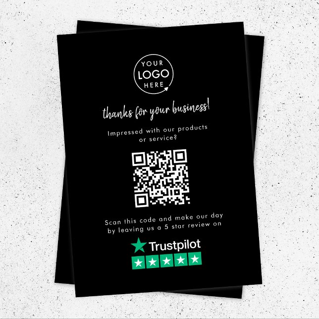 Carte D'accompagnement Trustpilot Revue nous Black Business Merci QR (Créateur téléchargé)