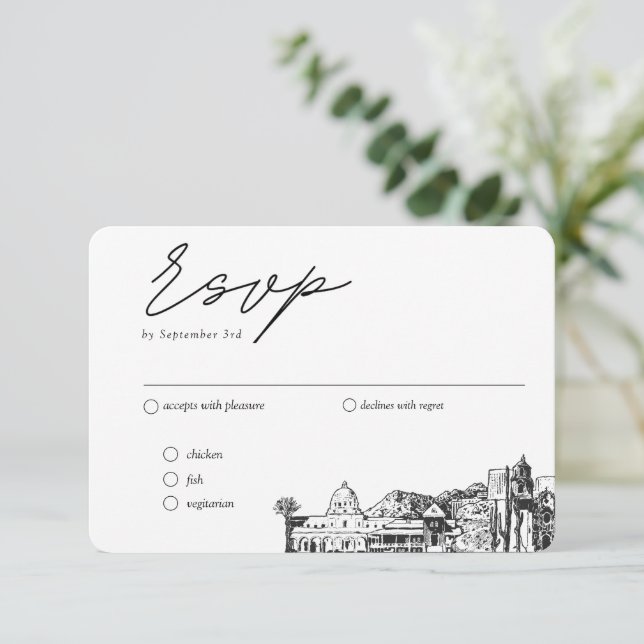 Carte D'accompagnement Tucson Mariage traditionnel RSVP Options de repas (Debout devant)
