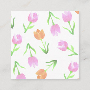 Carte D'accompagnement tulipes à aquarelle en teintes orange et rose