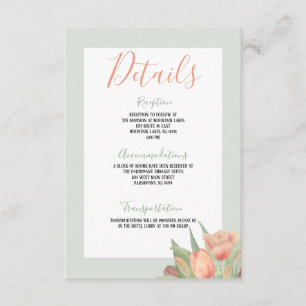 Carte D'accompagnement Tulipes à ressort rose et menthe