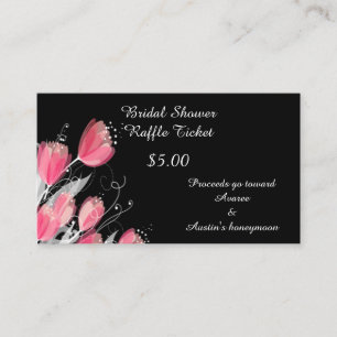 Carte D'accompagnement Tulipes roses sur fond noir
