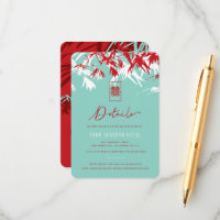 Turquoise Bamboo Feuille Mariage chinois Détaillé