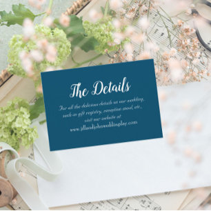 Carte D'accompagnement Turquoise Bleu Simple Style Détails du Mariage