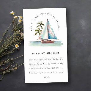 Carte D'accompagnement Turquoise Blue Sailboat Palm Display Baby shower d