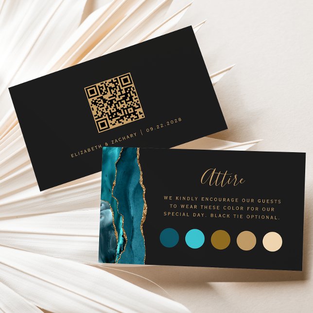Carte D'accompagnement Turquoise Gold Agate Dark Mariage Code vestimentai (Créateur téléchargé)