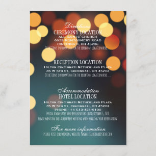 Carte D'accompagnement Turquoise Gold Bokeh Lights Détails du Mariage Inf