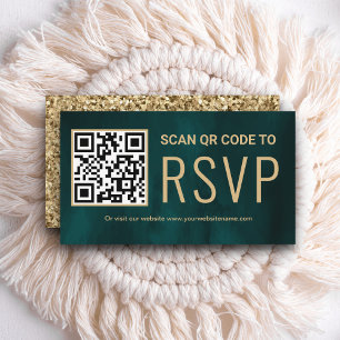 Carte D'accompagnement Turquoise Gold Online QR Code RSVP Mariage Site We