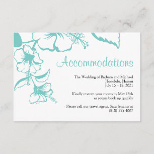 Carte D'accompagnement Turquoise Hibiscus Beach Mariages Hébergements