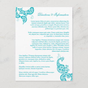Carte D'accompagnement Turquoise Paisley Peacock Chic Mariage Information