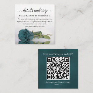 Carte D'accompagnement Turquoise Turquoise Rose Mariage Détails & RSVP QR