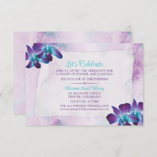 Carte D'accompagnement Turquoise violet bleu Dendrobium Mariage orchidée